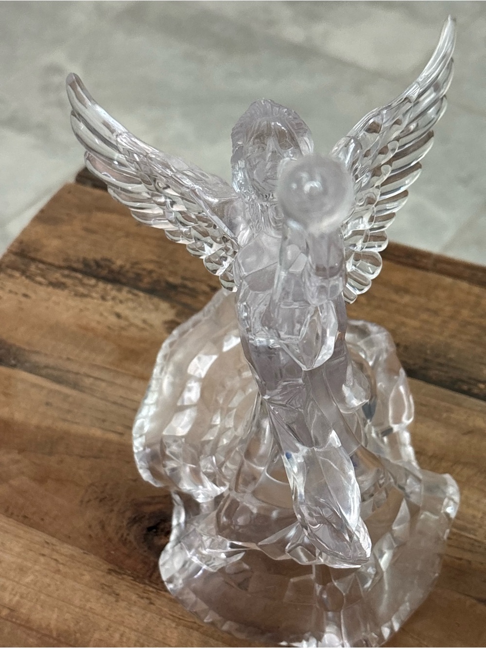 Vintage Clear Crystal Angel Figurine Tree Topper Art Decor